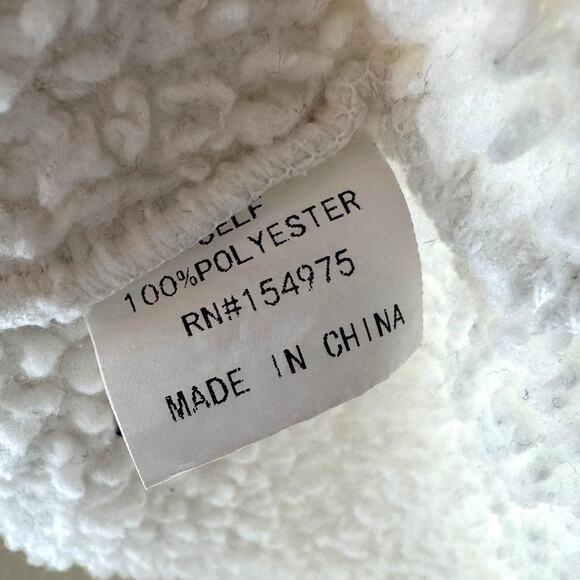 Leopard Print Sherpa Quarter Zip Pullover Hoodie Ivory Fleece Women’s Small - Picture 9 of 9